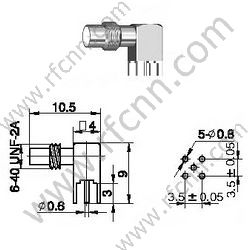Angle droit femelle SSMC pour connecteur RF PCB RF
