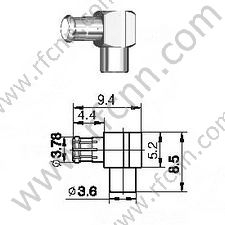 Angle droit MCX mâle pour connecteur RF RF405