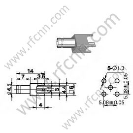 1.0 / 2.3 Femme droite pour connecteur RF PCB