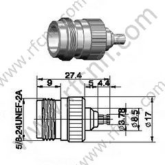 N femelle à l'adaptateur RF mâle MCX
