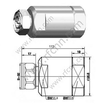 DIN MALE 7/16 pour 1 5/8 "Connecteur de câble Super Flexible RF
