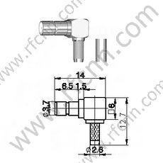 Angle droit de sertissage femelle SMB pour connecteur RF RG174