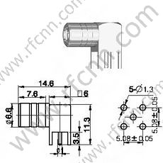 Angle droit féminin SMB pour connecteur RF PCB RF