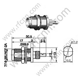 Support de panneau de cloison femelle TNC pour connecteur RF RF196