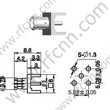 MCX mâle pour connecteur RF PCB RF