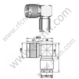 N Collier mâle angle droit pour connecteur RF RF213 RF