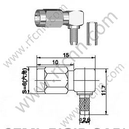 Angle droit de sertissage SSMA mâle pour connecteur RF RF174