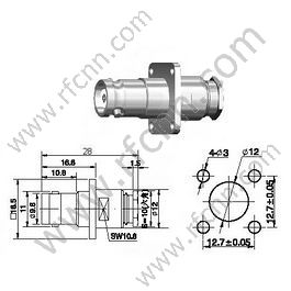 Blamp femelle BNC bride pour connecteur RF RG174 RF