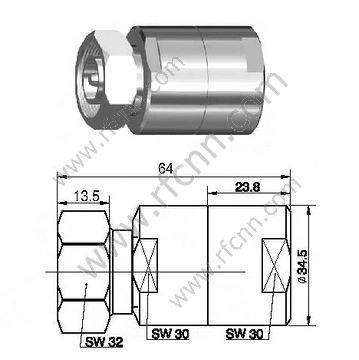 DIN MALE MALE 7/16 POUR 3/8 "Connecteur de câble Super Flexible RF