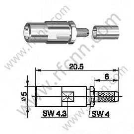 SSMB mâle pour connecteur RF RG174 RF