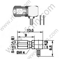 Angle droit de sertissage masculin SSMC pour le connecteur RF RF178