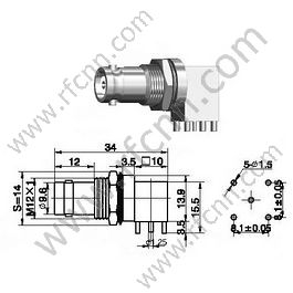Angle droit féminin BNC pour connecteur RF PCB RF