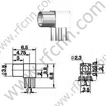 Angle droit féminin MMCX pour connecteur RF PCB RF