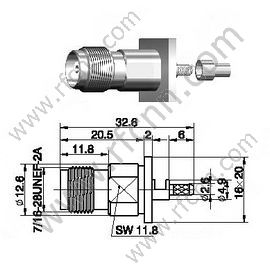 Bride femelle TNC pour connecteur RF RG174 RF