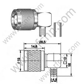 Angle droit mâle TNC pour connecteur RF RG58 RF