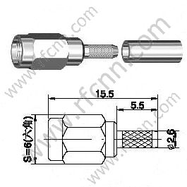 SSMA mâle sertissage pour connecteur RF RF174 RF